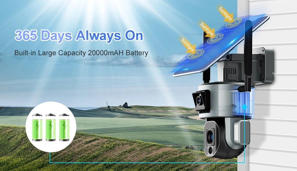 New Wireless Outdoor IP66 4MP 8MP Solar Battery Powered Camera H. 265 Solar Power CCTV IP PTZ 4G Solar Camera