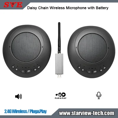 Microfone sem fio 2.4G Daisy Chain sem fio com bateria de alto-falante Plug&Play