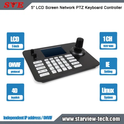 Display de tela LCD de 5 polegadas Onvif Network PTZ Câmera de segurança Controlador de teclado